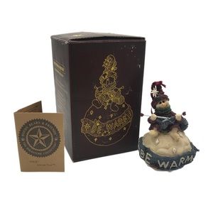 Boyds Bears Ingrid “Be Warm” Snowball Snowman Handmade Christmas Ornament‎ w/Box